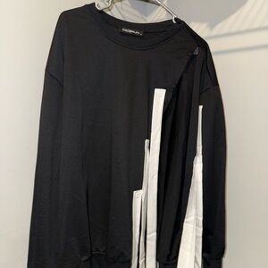 Men's Long Sleeve Shirt Black with White straps